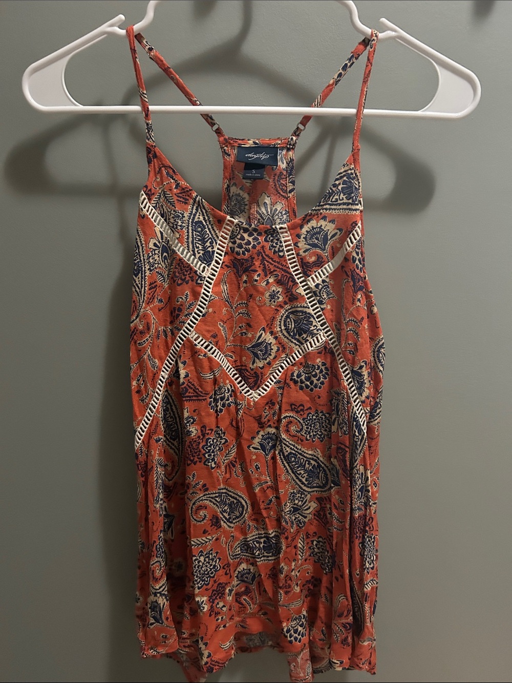 Daytrip Rust Paisley Print Spaghetti Strap Tank